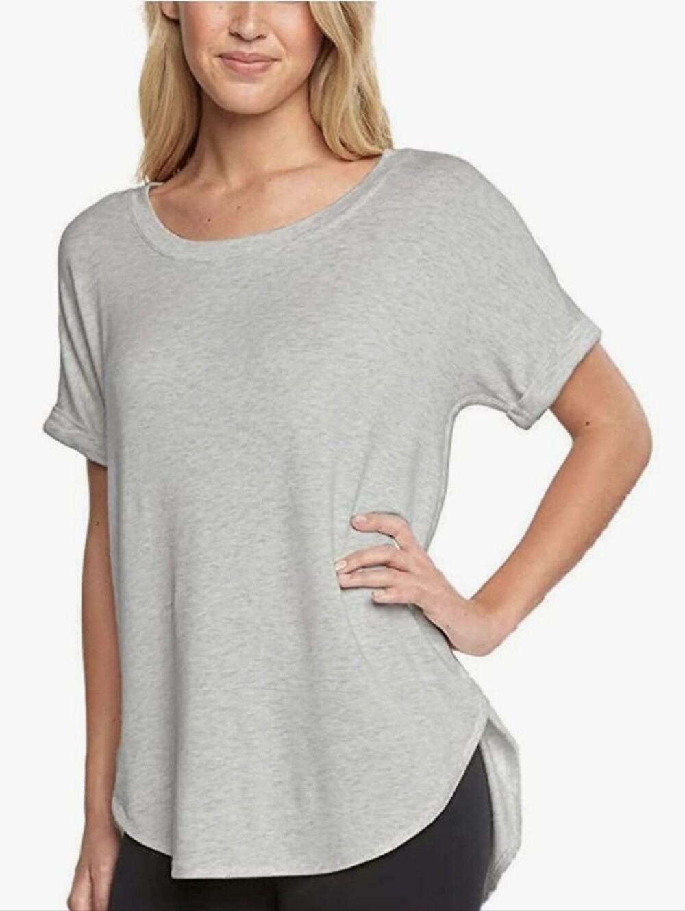 ONE WORLD Relaxed Short-Sleeve Tee in Light Gray